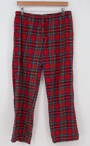Pajamagram Pajama Pants Womens M Plaid Red Cotton Drawstring Excellent thumbnail 1