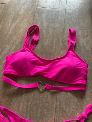 Hot pink cut out heart bikini set S NEW thumbnail 2