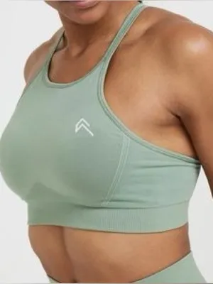 Oner Active Sage Green Seamless High Neck Racerback Sports Bra XS/S thumbnail 1