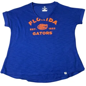 NEW Florida Gators V-Neck T-Shirt Women S‎ Blue Oversized Fanatics College Tee thumbnail 1