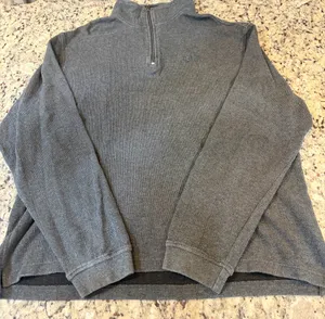Izod Men's Charcoal Quarter Zip-Up Sweater thumbnail 1