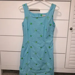 Lilly Pulitzer blue dress with green embroidery thumbnail 2