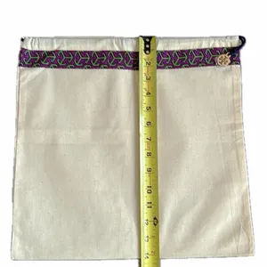 NEW Tory Burch Canvas Drawstring Dust Bag Storage Travel Gold Logo Charm Pull thumbnail 4