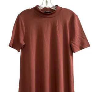 LOFT Outlet Mock Neck Short‎ Sleeve Midi Dress Rust Red Size Medium Brown thumbnail 3
