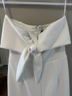 Lulus Ready to Impress White Strapless Tie-Front Wide-Leg Jumpsuit XS thumbnail 8