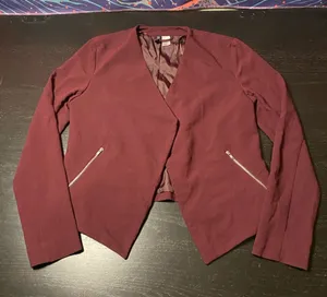 H&M Wine Open-Front Blazer with Zip Pockets thumbnail 1
