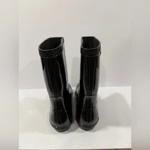UGG Black Glossy Rain Boots Size 6 Waterproof Rubber Mid Calf thumbnail 4