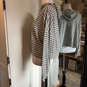 By Together Large Striped Cropped Sweatshirt thumbnail 2