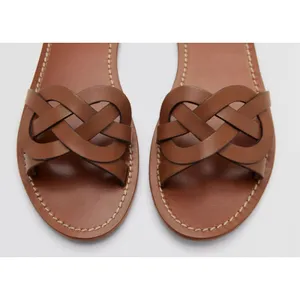 MNG Mango Brown Leather Intertwined Strap Sandals Casual Everyday EU 39 US 8.5 thumbnail 3