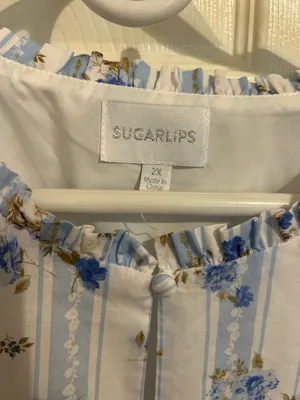 Sugarlips Light Blue Floral Long-Sleeve Tie-Waist Mini Dress thumbnail 3