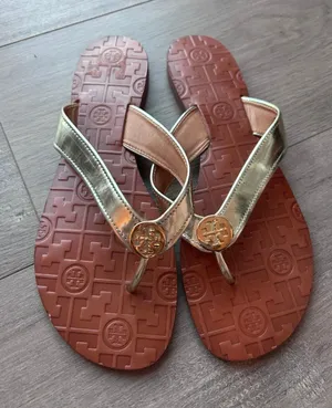 Tory Burch Thora Sandal Flip Flops Gold 9 Metallic Glitter thumbnail 1