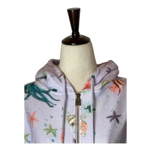 Hill House The Allie Zip Up Sweatshirt Women XS Purple Sea Creatures Hooded‎ thumbnail 4