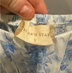 Altar’d State Floral Ruffle Bottom Midi Dress Off-White and Blue thumbnail 3