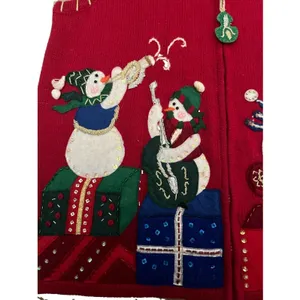 heirloom collectibles sweater Vest Size M Musical Snowmen Zip Closure thumbnail 2