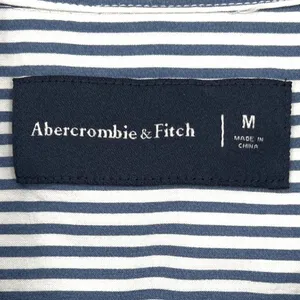 Abercrombie & Fitch Medium Viscose Navy Blue White Striped Camp Shirt EUC Office thumbnail 3