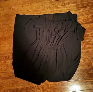 Boutique Off-Shoulder Black Maxi Dress/Romper with Ruffle Neckline thumbnail 4