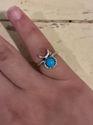 Celestial “Half Moon” Turquoise Silver Ring Piece Size none thumbnail 3