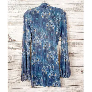 NWOT Savee Laguna Beach Women's Peacock Feather Mini Dress Multicolor Small thumbnail 11