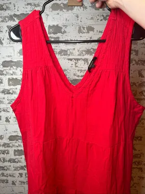 Quince | women gauzy coral red dress long thumbnail 1