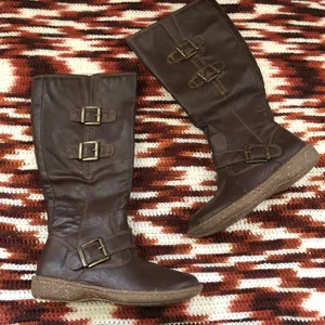 Born Concept Y2K Brown knee-high boots manmade leather buckles boho western #harness #campus #frye #justin #riding equestrian boho western indie hippie country festival biker thumbnail 1