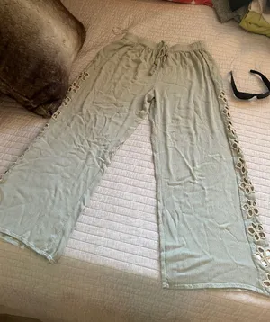 Anthropologie Salty lemon sea sage green pull on wide leg sheer beach boho pants L thumbnail 1