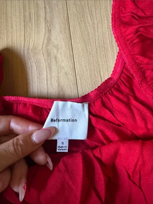 Reformation Scarlet Red Off-Shoulder Dress thumbnail 2
