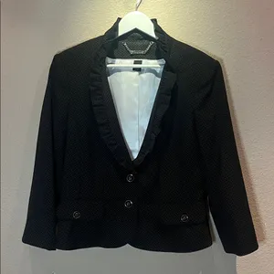 White House Black Market Women’s Dotted Blazer Ruffle collar 3/4 Sleeves Size 12 thumbnail 2