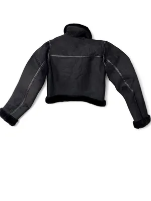 Pull&Bear Black Faux Shearling Aviator Jacket Size S thumbnail 3