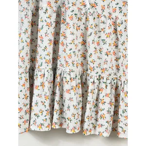 ASOS Dress Sz 16 Floral Smocked‎ Babydoll Crepe Puff Sleeve Tiered Boho thumbnail 7