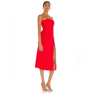 AMANDA UPRICHARD Mandy Midi Dress in‎ Lipstick Red Strapless Sz L thumbnail 2