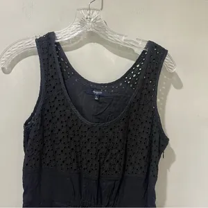 Womens Madewell black‎ Eyelet Dress Zipper Lined 100% Cotton Sleeveless small thumbnail 4