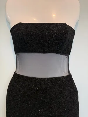 Gunne Sax Jessica McLintock Black strapless sparkle evening dress size 3 thumbnail 4