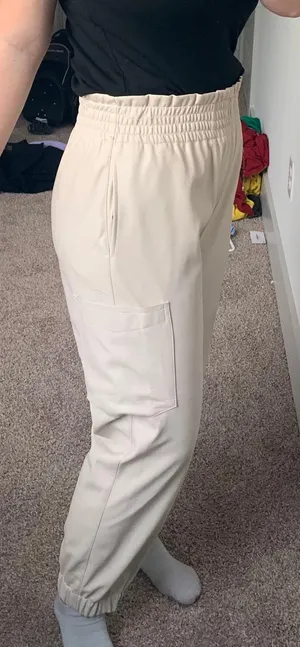 Mustard Seed NWT boutique Off White faux leather joggers thumbnail 9