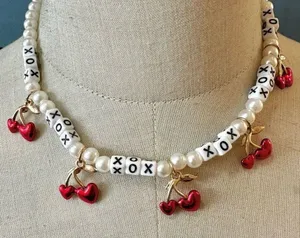 Betsey Johnson RED HOT HEARTS CHERRY NECKLACE thumbnail 1