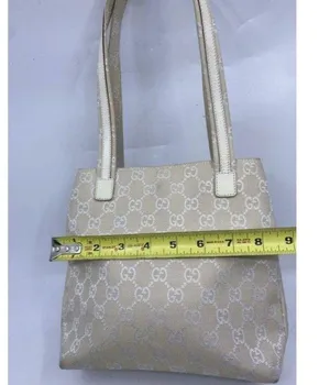 gucci vintage white jacquard fabric shoulder bag thumbnail 6
