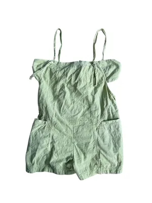 FREE PEOPLE Green Linen Blend Romper Size MEDIUM thumbnail 4