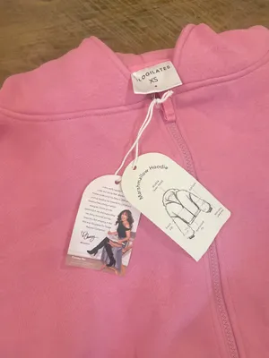 NWT! Blogilates Women's Marshmallow Full Zip Hooded Sweatshirt - Pink XS NEW! thumbnail 5