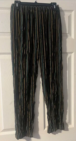 Brandy Melville Black Striped Elastic-Waist Trousers thumbnail 1