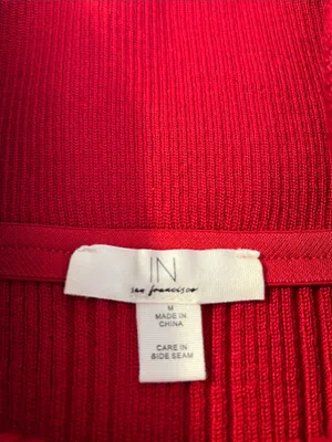 I.N. San Francisco Red Off-the-Shoulder Ribbed Knit Sweater thumbnail 2
