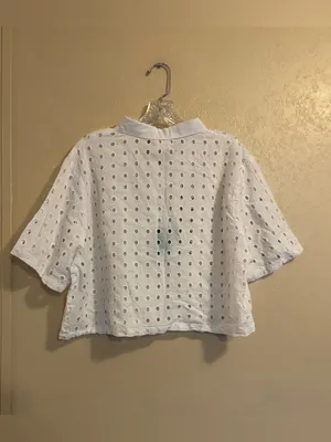 NWT True Destinations Eyelet Cover-Up Shirt and Shorts Set sz L thumbnail 3