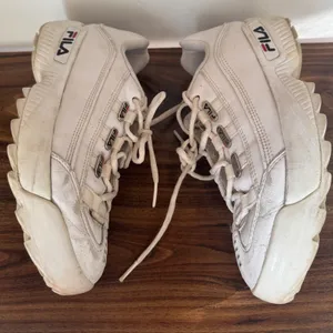 Y2K Vintage Fila 2002 Womens White Chunky Leather Lace up Sneaker sz 7 90s thumbnail 7