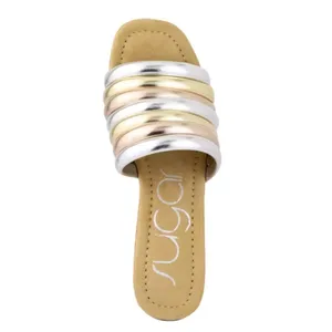 Sugar Gold and Silver Striped Mules Size 9 thumbnail 4