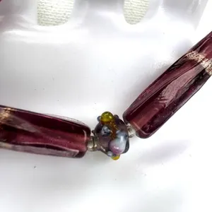 Purple faux pearl glass beaded necklace thumbnail 6