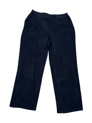 LL Bean Navy Blue Corduroy Wide Leg Pull On Pants Large Petite Stretch thumbnail 1