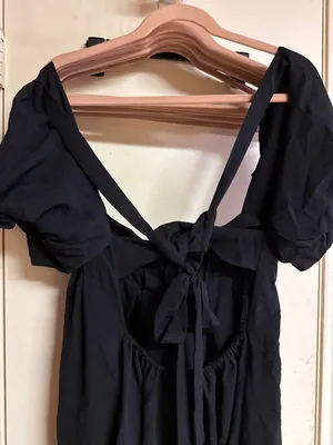 Black Puff Sleeve Mini Dress With Tie-Back Detail - Halara - Size M - 100% Polye thumbnail 4