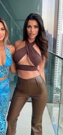 Tiger Mist Brown Wrap Around Top thumbnail 1