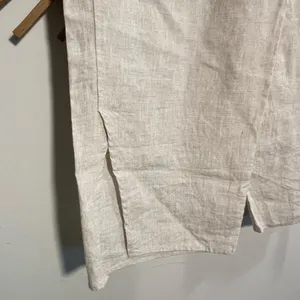 Grade & Gather Women’s Beige Linen Cropped Pants w Side Slit LNC Coastal Ltwght thumbnail 5