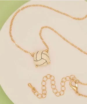 Gameday Cushion Cut Charm Pendant Necklace-Volleyball thumbnail 1