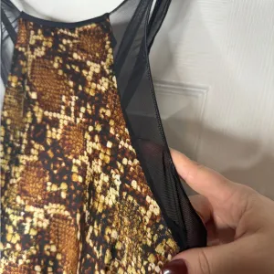 FREE PEOPLE NWOT Snakeskin‎ Mesh Thong Bodysuit Size Small thumbnail 4