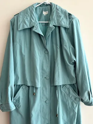 Carina Exclusive Women’s Vintage Turquoise Trench Coat, Size XL thumbnail 2